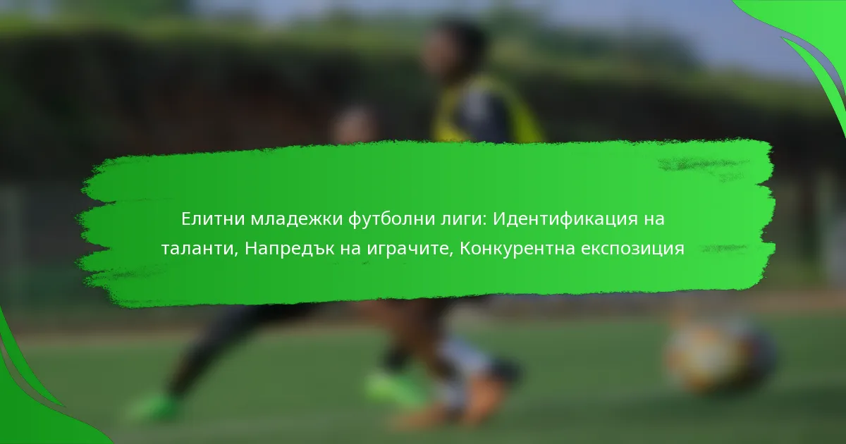 Елитни младежки футболни лиги: Идентификация на таланти, Напредък на играчите, Конкурентна експозиция