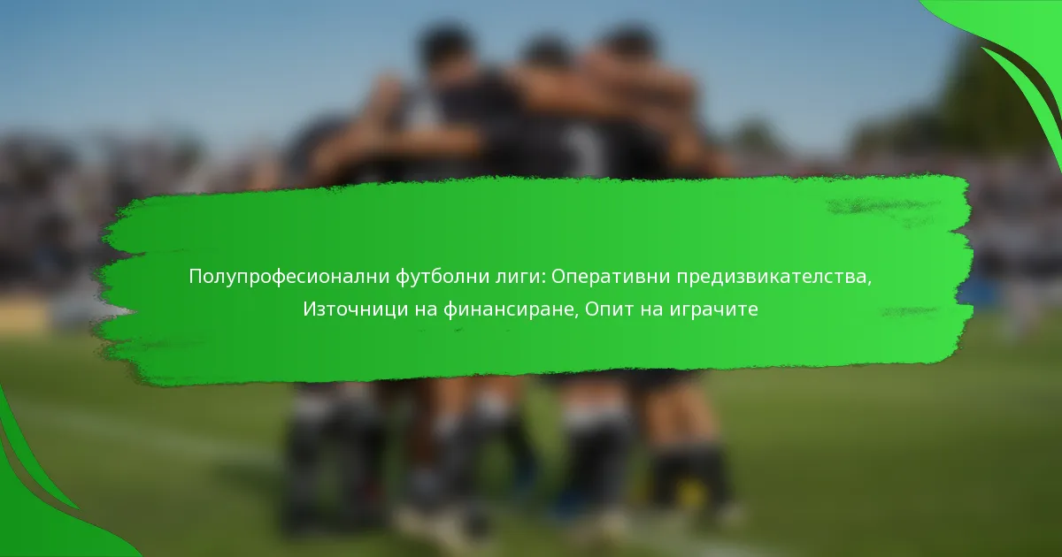 Полупрофесионални футболни лиги: Оперативни предизвикателства, Източници на финансиране, Опит на играчите