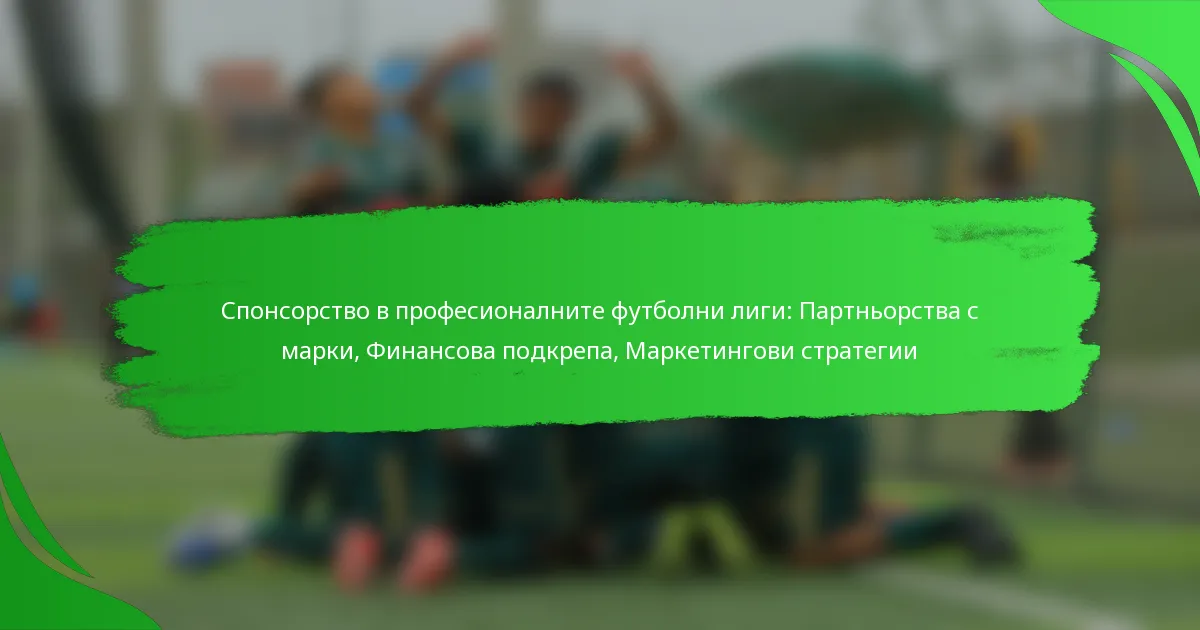 Спонсорство в професионалните футболни лиги: Партньорства с марки, Финансова подкрепа, Маркетингови стратегии